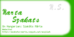 marta szakats business card