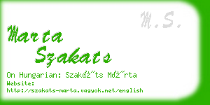 marta szakats business card